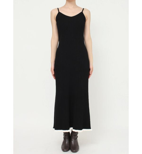 MERCURYDUO「バイカラーバックレースアップニットワンピース」|ワンピース|