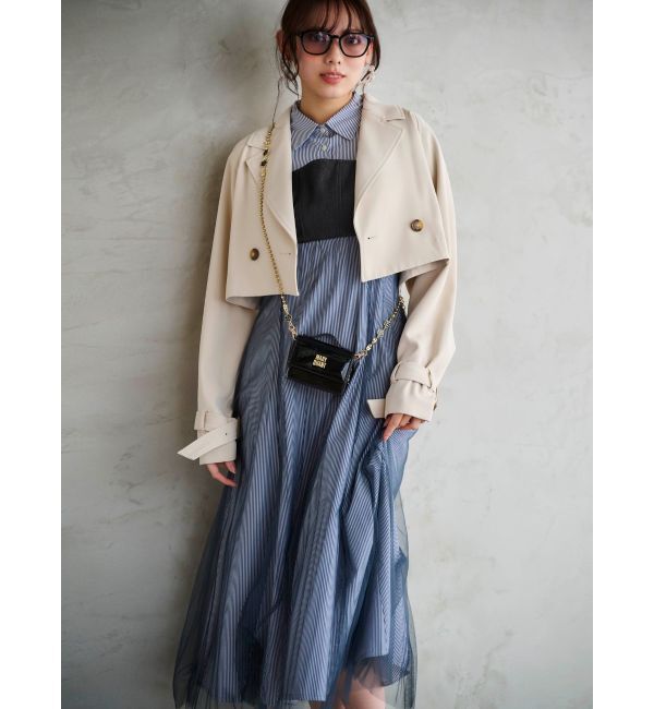 MERCURYDUO「ビスチェドッキングパワショルシャツワンピース」|ワンピース|