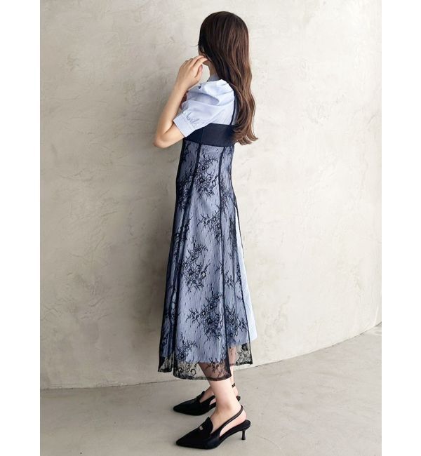 MERCURYDUO「ビスチェドッキングパワショルシャツワンピース」|ワンピース|