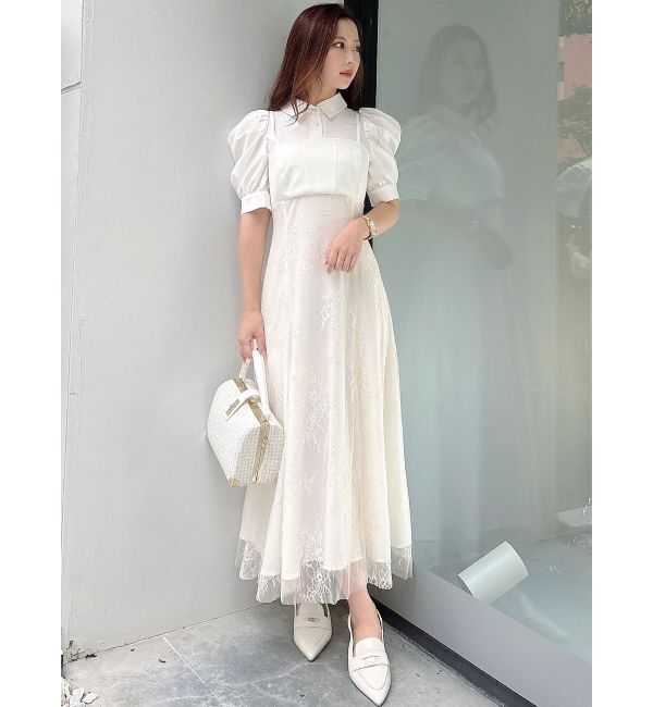 MERCURYDUO「ビスチェドッキングパワショルシャツワンピース」|ワンピース|