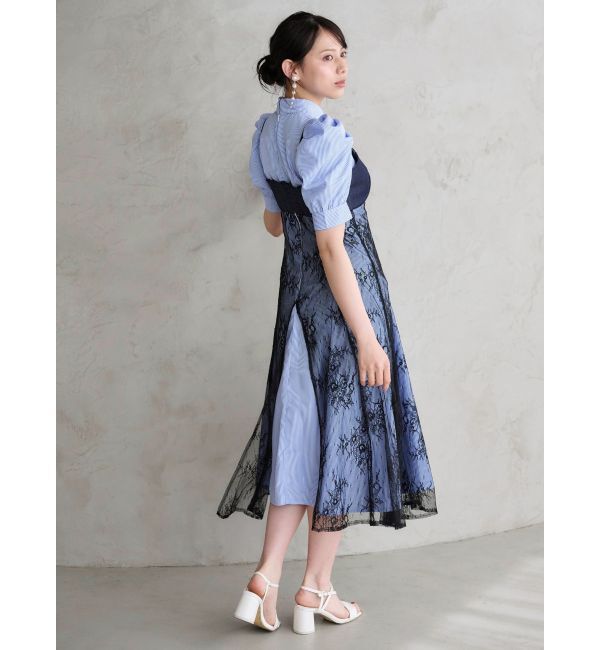 MERCURYDUO「ビスチェドッキングパワショルシャツワンピース」|ワンピース|