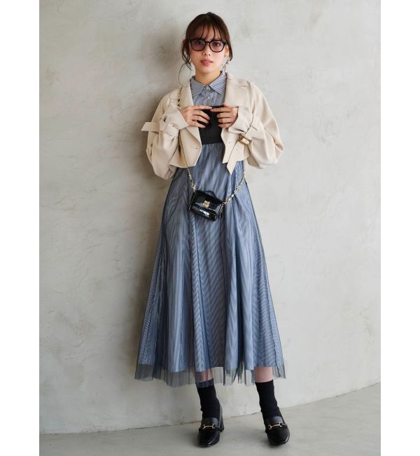 MERCURYDUO「ビスチェドッキングパワショルシャツワンピース」|ワンピース|