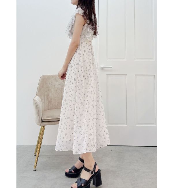 MERCURYDUO「フリルスリーブフラワーワンピース」|ワンピース|