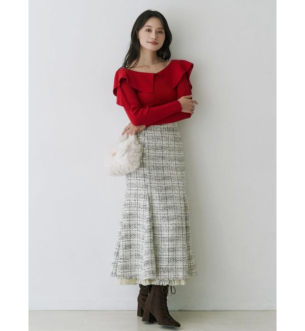 MERCURYDUO「オリジナルツイードスソプリーツマーメイドスカート」|スカート|