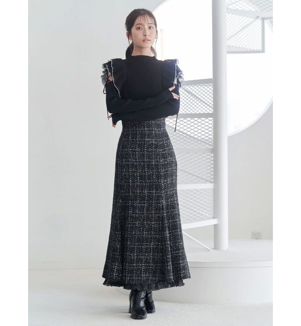 MERCURYDUO「オリジナルツイードスソプリーツマーメイドスカート」|スカート|