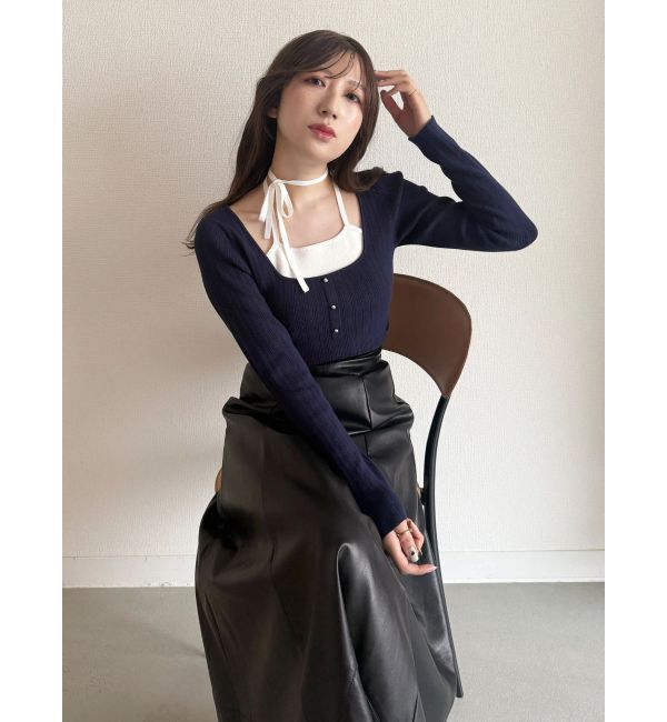 MERCURYDUO「マルチウェイリボンレイヤードライクニット」|ニット・セーター|