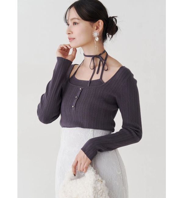 MERCURYDUO「マルチウェイリボンレイヤードライクニット」|ニット・セーター|