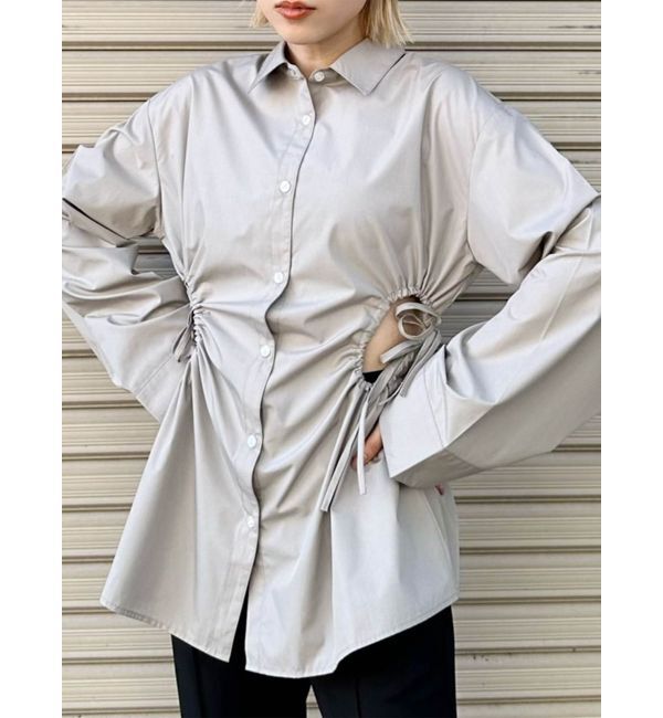 MURUA「サイドホールギャザーシャツ【WEB限定】【ブラウス】」|シャツ・ブラウス|グレー