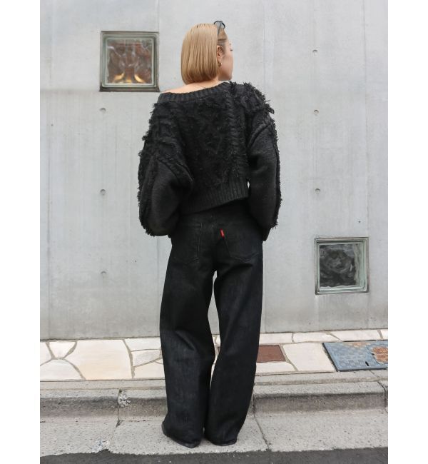 Ungrid「ワンショルフリンジケーブルショートニット」|ニット・セーター|