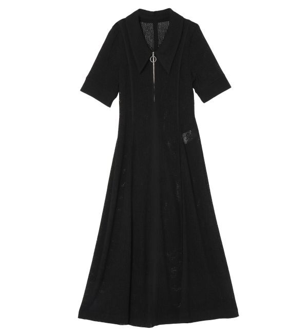 LAGUNAMOON「メッシュレースカラーネックワンピース」|ワンピース|ブラック