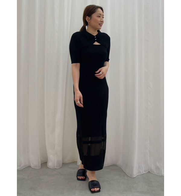 LAGUNAMOON「【riiさんコラボカラー・サイズあり】クロップドカーデセットニットワンピース」|ワンピース|