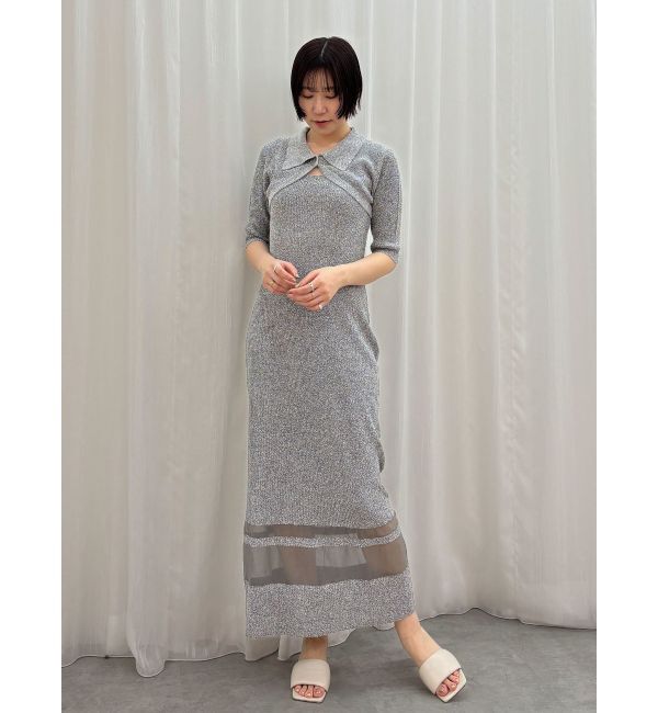 LAGUNAMOON「【riiさんコラボカラー・サイズあり】クロップドカーデセットニットワンピース」|ワンピース|