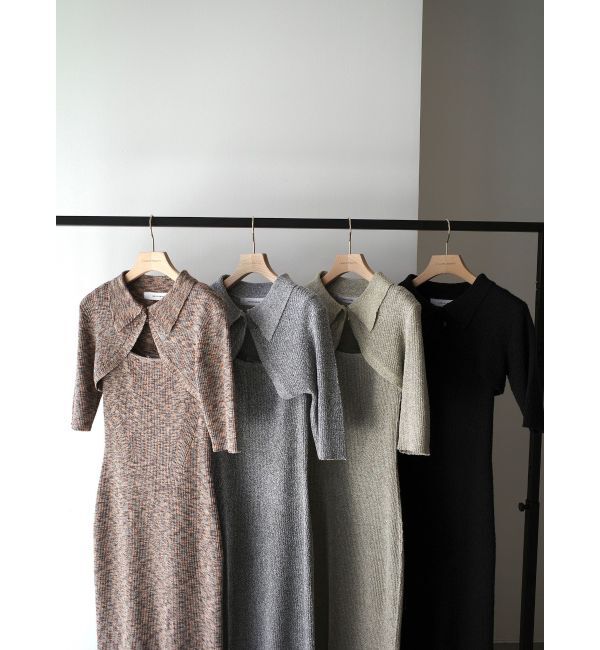 LAGUNAMOON「【riiさんコラボカラー・サイズあり】クロップドカーデセットニットワンピース」|ワンピース|