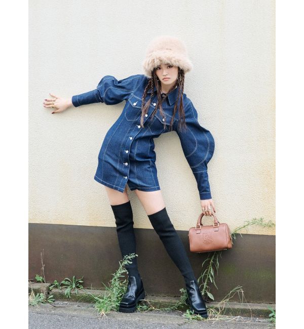 EVRIS「デザインスリーブミニワンピース」|ワンピース|