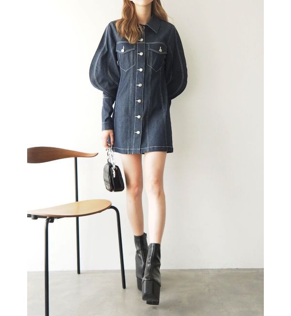 EVRIS「デザインスリーブミニワンピース」|ワンピース|