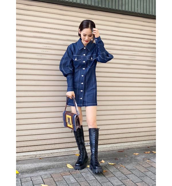 EVRIS「デザインスリーブミニワンピース」|ワンピース|