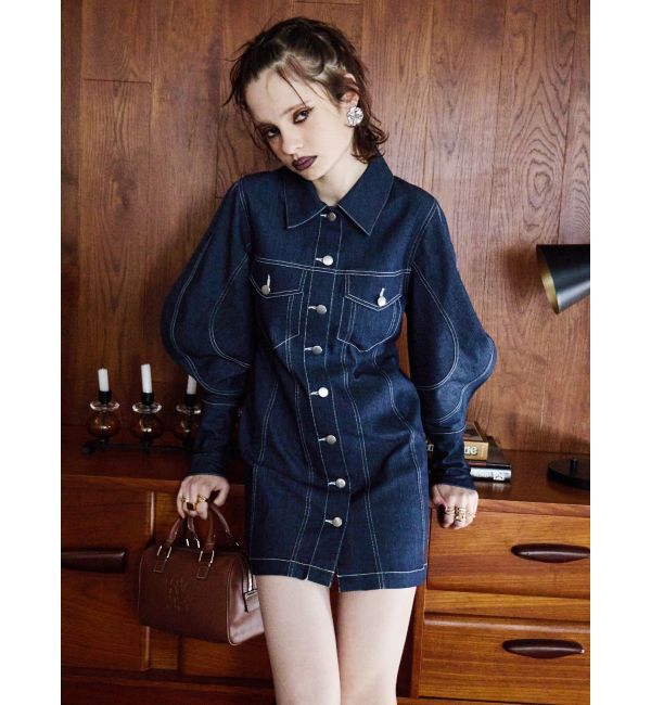 EVRIS「デザインスリーブミニワンピース」|ワンピース|