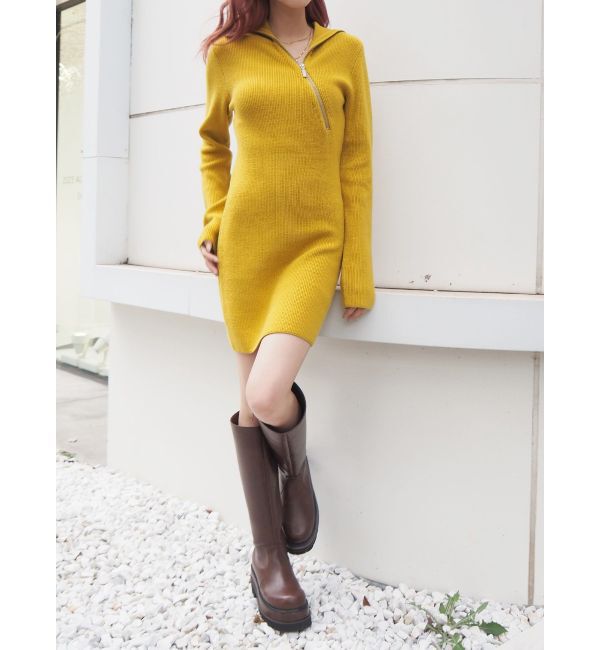 EVRIS「ジップタートルニットミニワンピース」|ワンピース|