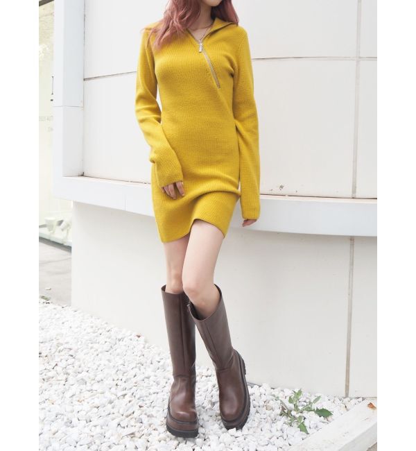 EVRIS「ジップタートルニットミニワンピース」|ワンピース|