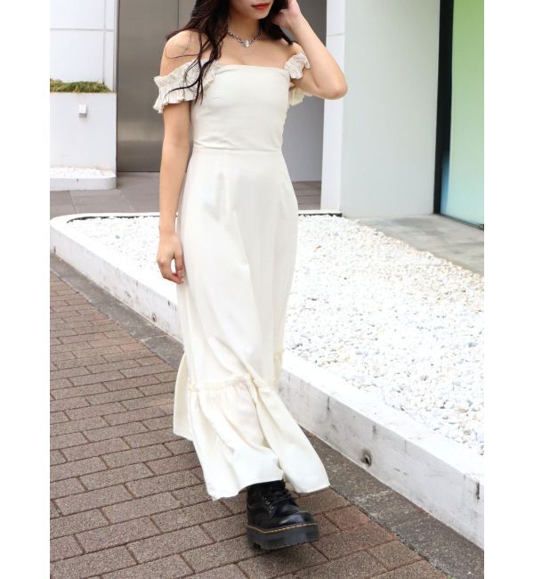 EVRIS「フリルショルダー3WAYロングワンピ－ス」|ワンピース|ホワイト