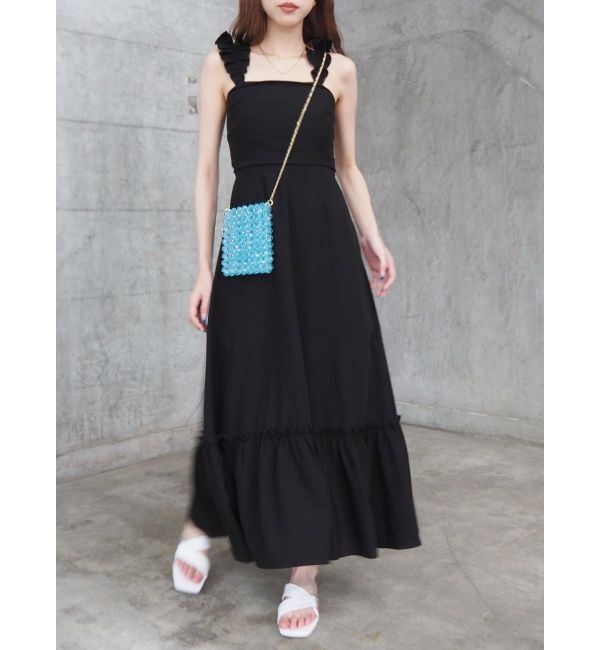 EVRIS「フリルショルダー3WAYロングワンピ－ス」|ワンピース|ブラック