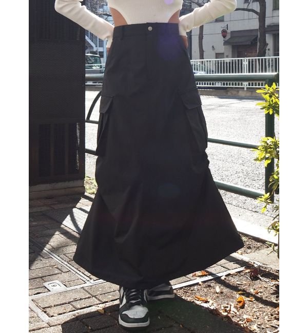 EVRIS「マルチドロストカーゴロングスカート」|スカート|ブラック