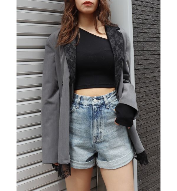 EVRIS「ロールアップデニムショートパンツ【セットアップ着用可能】」|デニム|