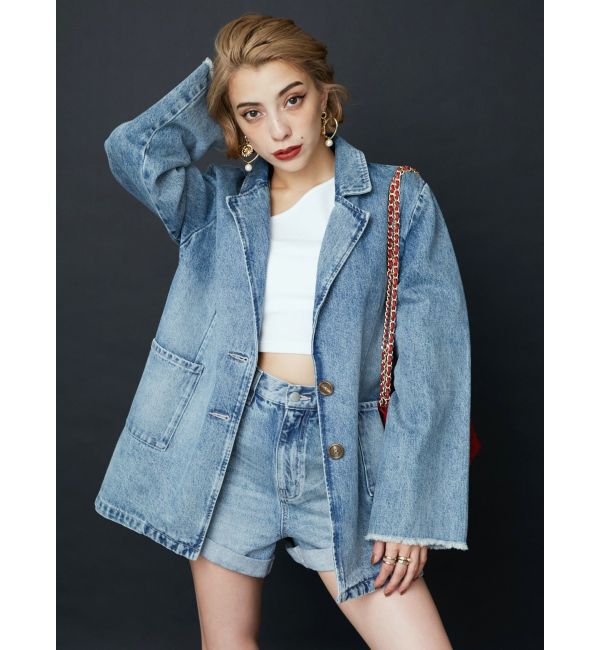 EVRIS「ロールアップデニムショートパンツ【セットアップ着用可能】」|デニム|