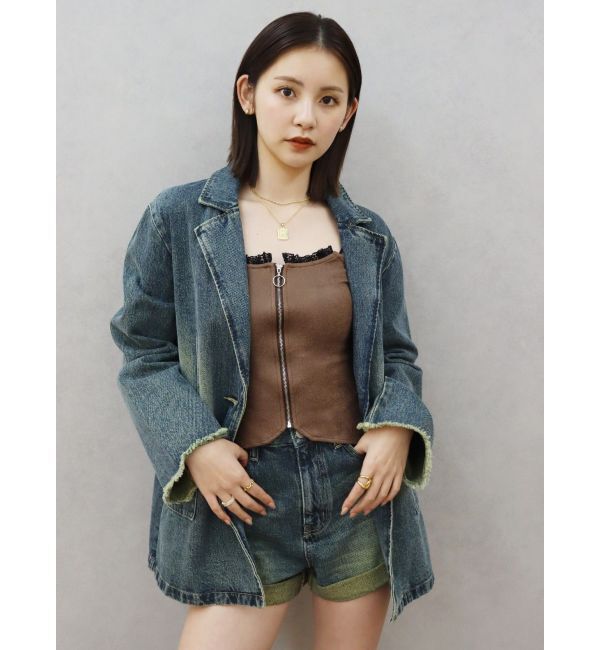 EVRIS「ロールアップデニムショートパンツ【セットアップ着用可能】」|デニム|