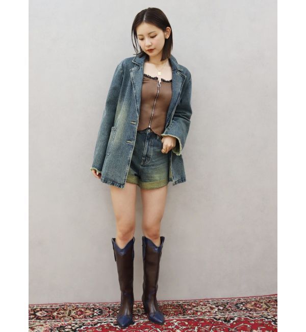 EVRIS「ロールアップデニムショートパンツ【セットアップ着用可能】」|デニム|