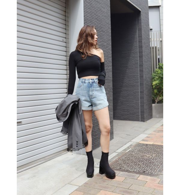 EVRIS「ロールアップデニムショートパンツ【セットアップ着用可能】」|デニム|