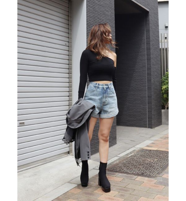 EVRIS「ロールアップデニムショートパンツ【セットアップ着用可能】」|デニム|