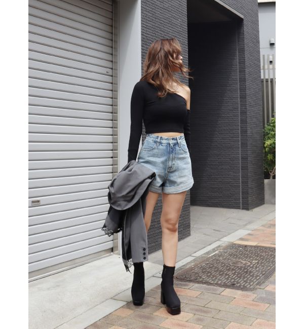 EVRIS「ロールアップデニムショートパンツ【セットアップ着用可能】」|デニム|