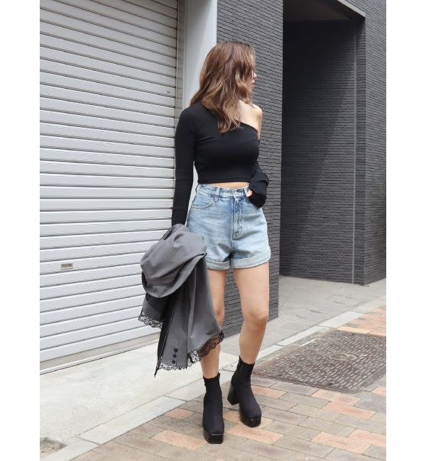 EVRIS「ロールアップデニムショートパンツ【セットアップ着用可能】」|デニム|