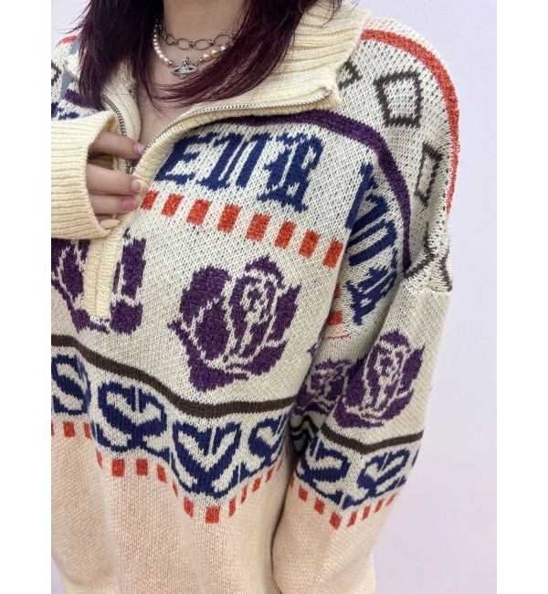 EVRIS「フラワーミックスジャガードニットトップス」|ニット・セーター|