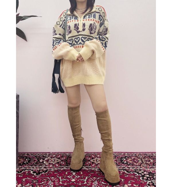 EVRIS「フラワーミックスジャガードニットトップス」|ニット・セーター|