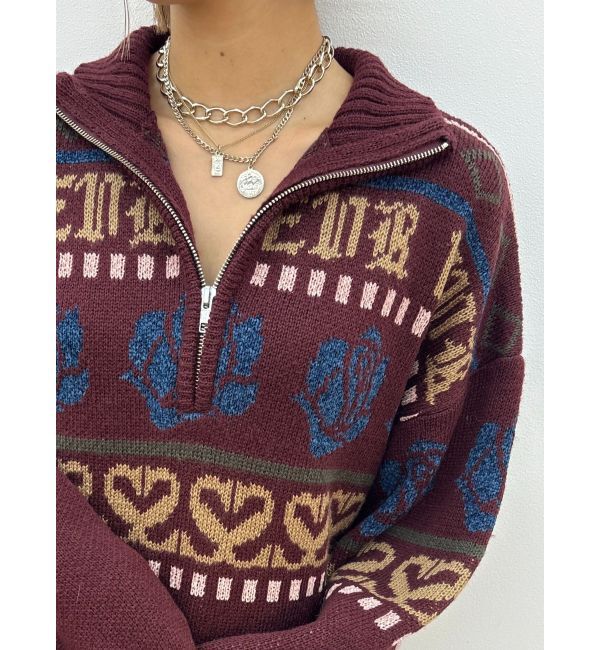 EVRIS「フラワーミックスジャガードニットトップス」|ニット・セーター|