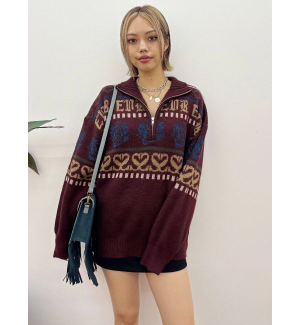 EVRIS「フラワーミックスジャガードニットトップス」|ニット・セーター|