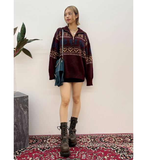 EVRIS「フラワーミックスジャガードニットトップス」|ニット・セーター|