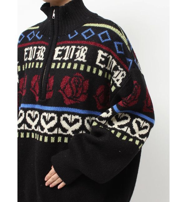 EVRIS「フラワーミックスジャガードニットトップス」|ニット・セーター|