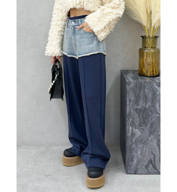 EVRIS「ドッキングスウェットデニムパンツ【セットアップ着用可能】」|デニム|ネイビー