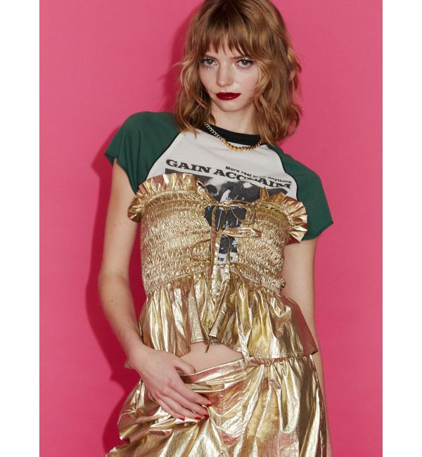 jouetie「メタリックシャーリングビスチェ【セットアップ対応】」|キャミソール|