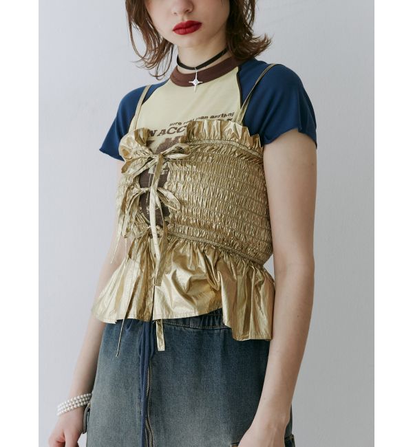 jouetie「メタリックシャーリングビスチェ【セットアップ対応】」|キャミソール|