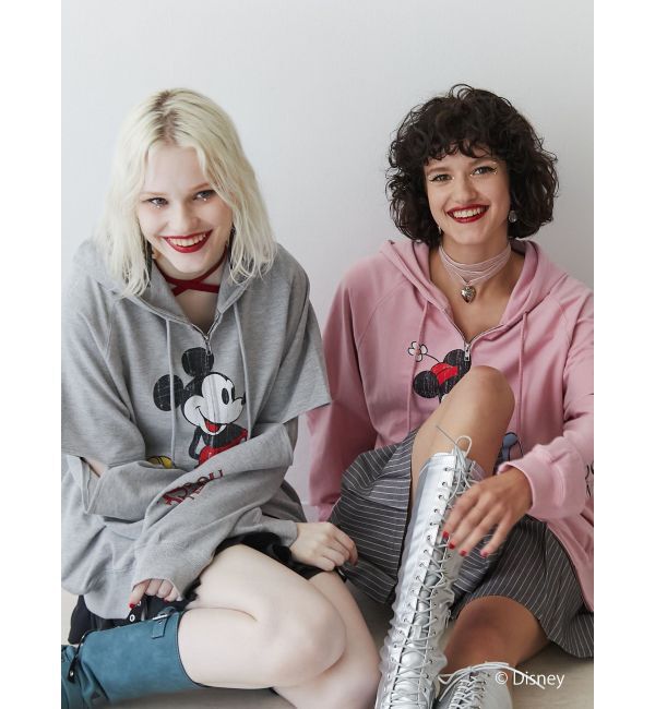 jouetie「【ミッキー＆ミニー】ダブルZIPスリットフーディ【セットアップ対応】」|パーカー|