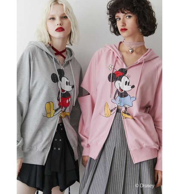 jouetie「【ミッキー＆ミニー】ダブルZIPスリットフーディ【セットアップ対応】」|パーカー|