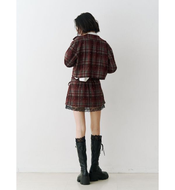 jouetie「ステンカラーラインストーンショートジャケット【セットアップ対応】」|テーラードジャケット|