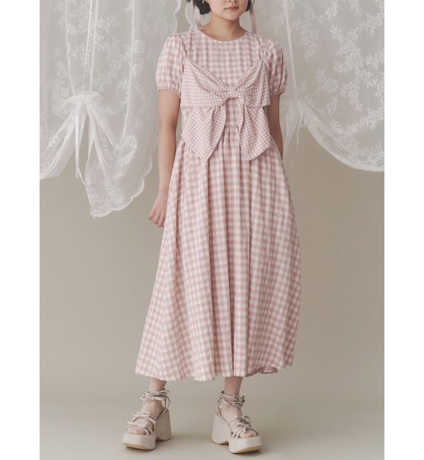 merry jenny「ギンガムリボンワンピース」|ワンピース|ピンク