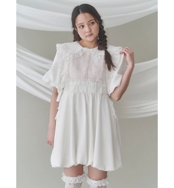 merry jenny「バルーンパフミニワンピース」|ワンピース|