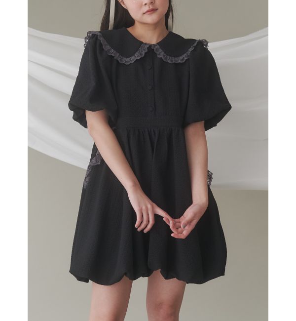 merry jenny「バルーンパフミニワンピース」|ワンピース|ブラック