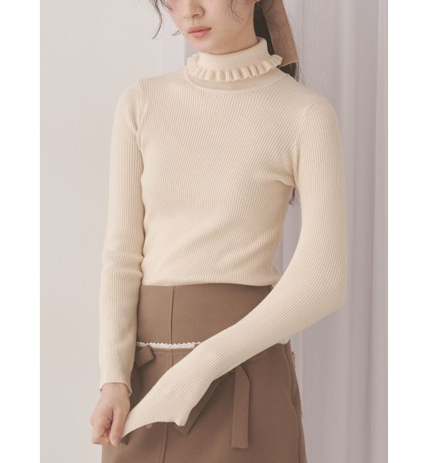 merry jenny「frillリブタートルニットtops」|ニット・セーター|アイボリー